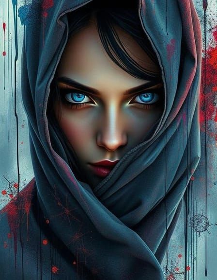 Mysterious Woman Emerges from Fractals in Digital Art Style