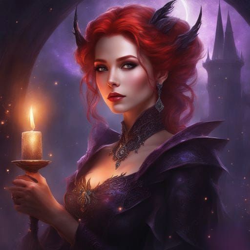 Dark Gothic Witch Portrait in Royo Style