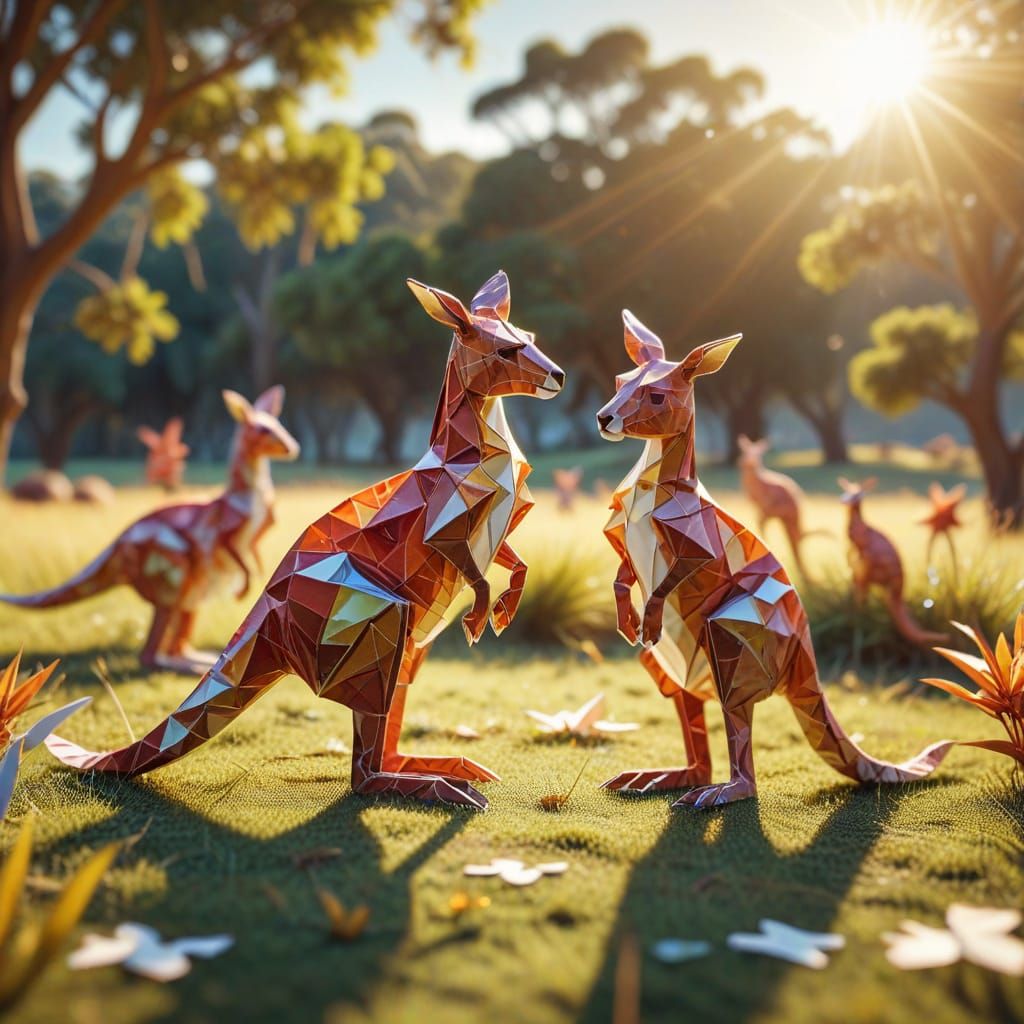 Kangaroos in Sunny Australian Grassland Puzzle Graphic