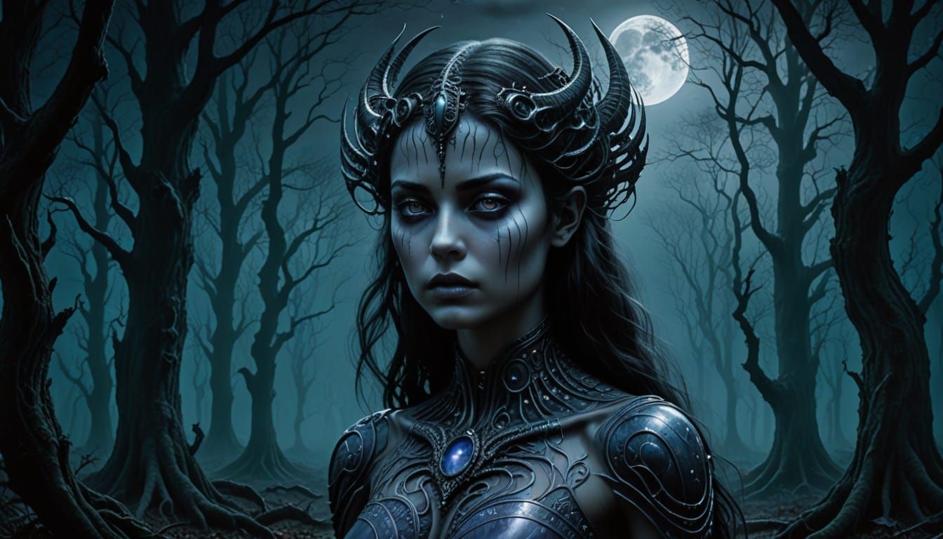 Ethereal Moonlit Sovereign with Tribal Tattoos