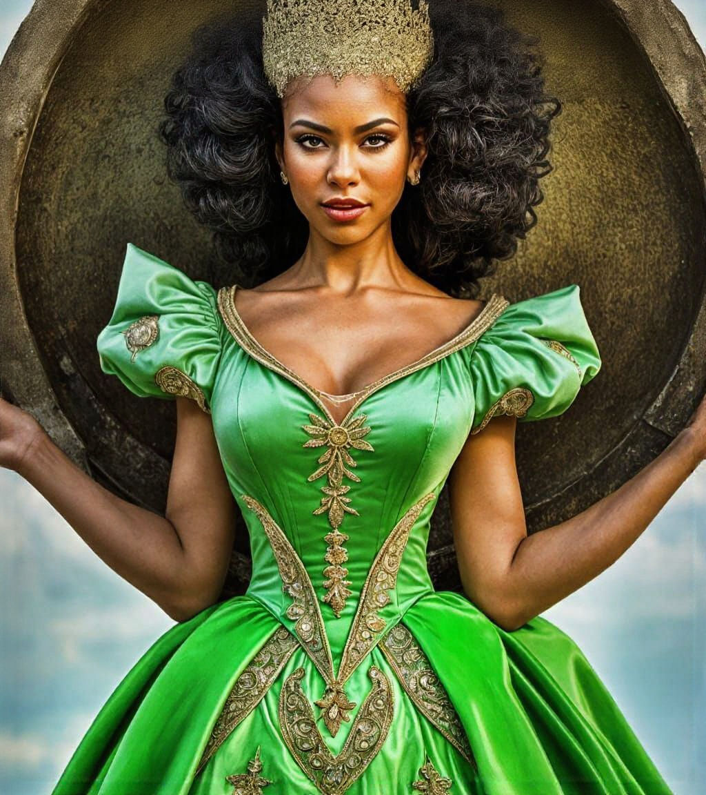 Evil Queen Tiana Portrait in Synthwave Neon Style