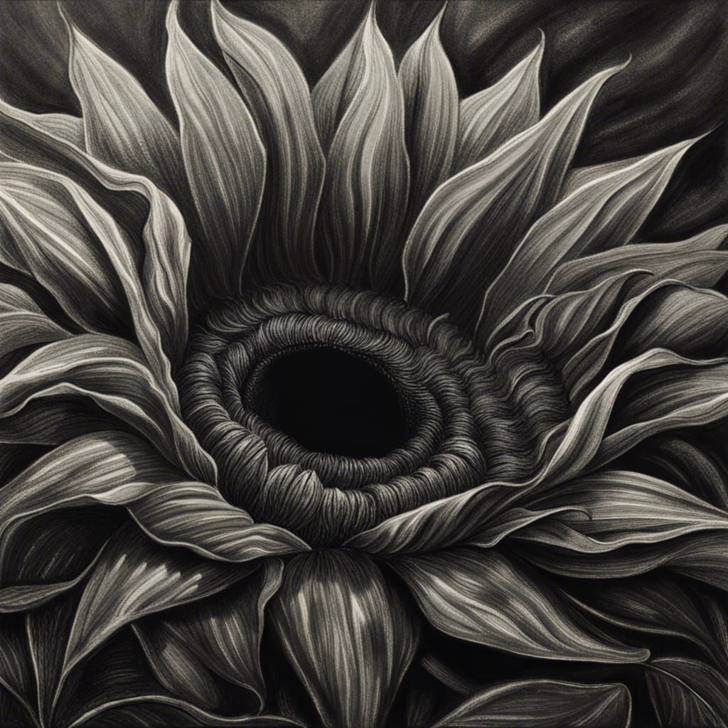 Gloomy Charcoal Black Hole with Sunflower