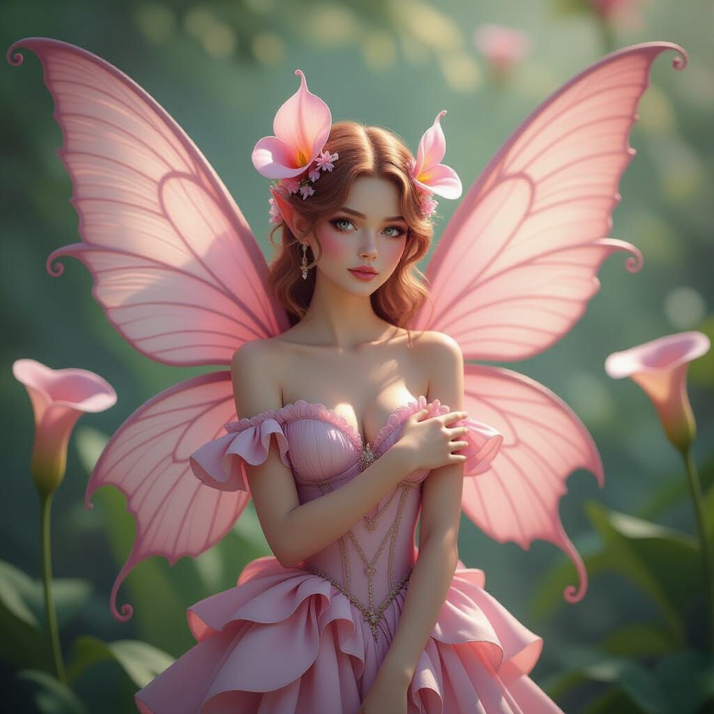 Rococo Fairy with Calla Lily Wings