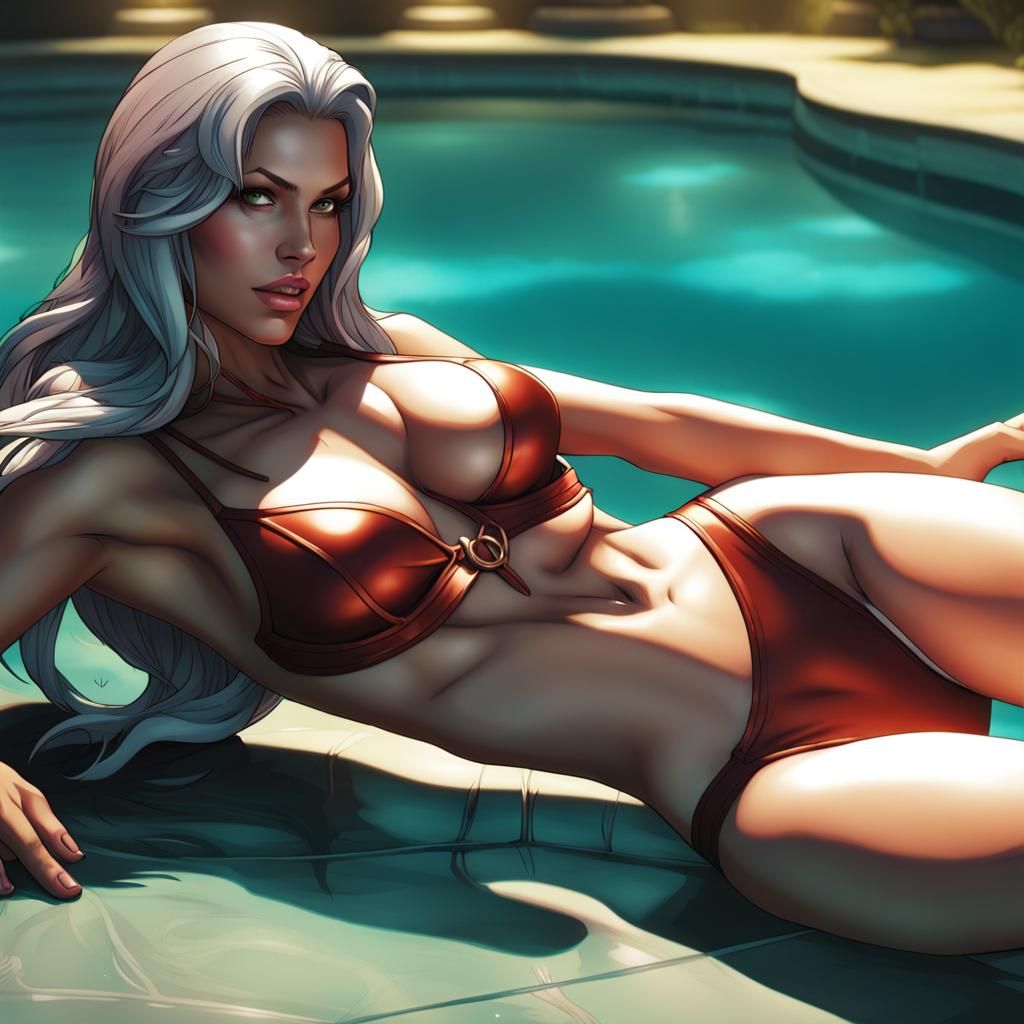 X-Men Rogue Portrait in Hyperdetailed Splash Art Style