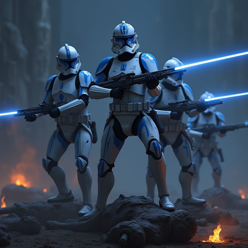 501st Clone Troopers in Night Battle Scene