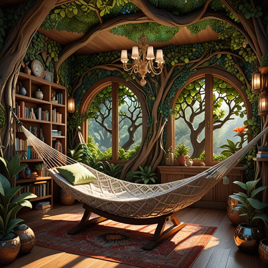 Organic Fantasy Architecture with Flowering Trees