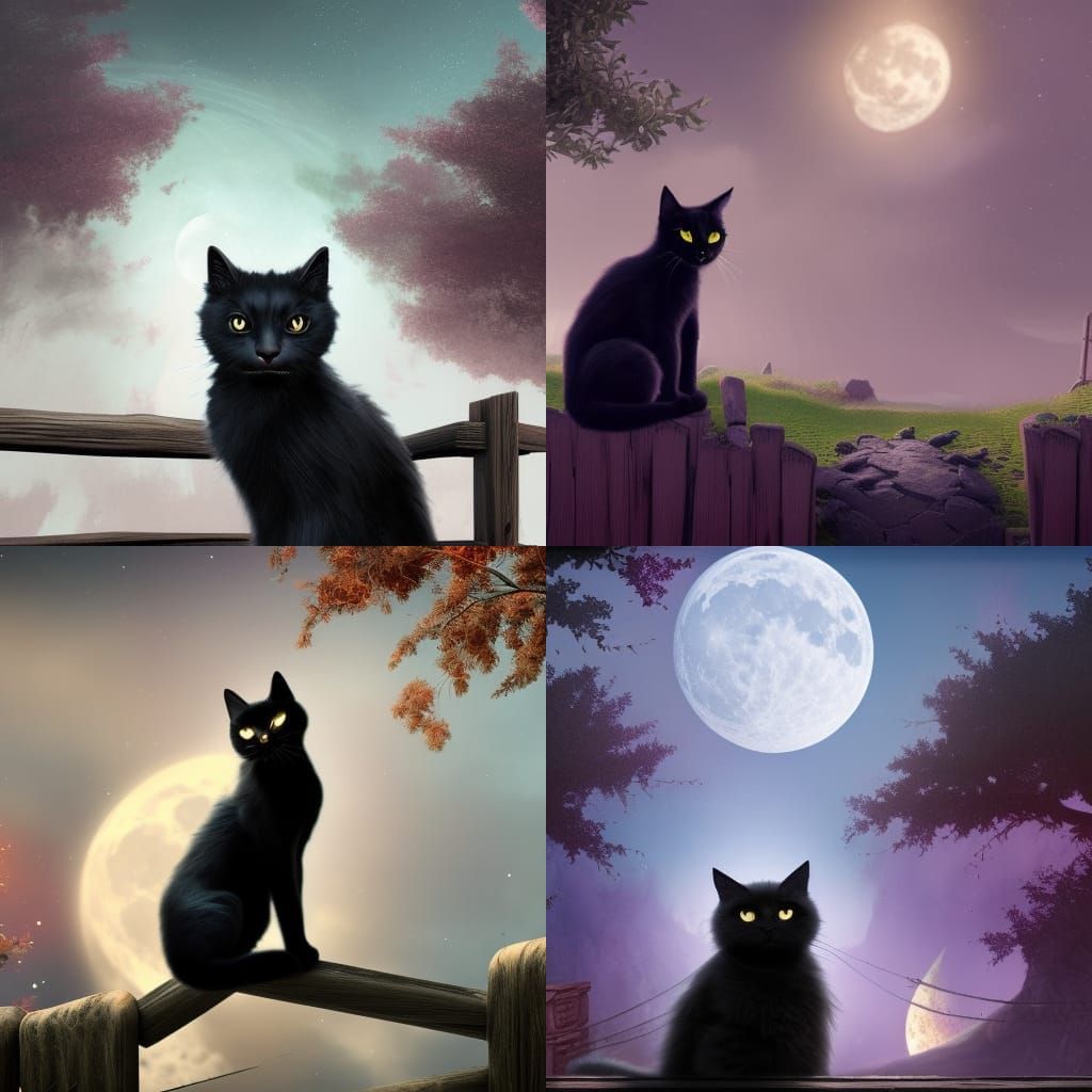 Black Cat in Moonlight: Fantasy Concept Art