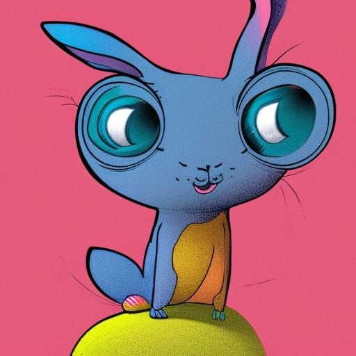 Cartoon Rabbit Caricature in Pastel Colors