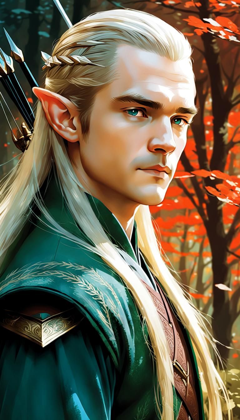 Detailed Elven Portrait in Anime Realism Style