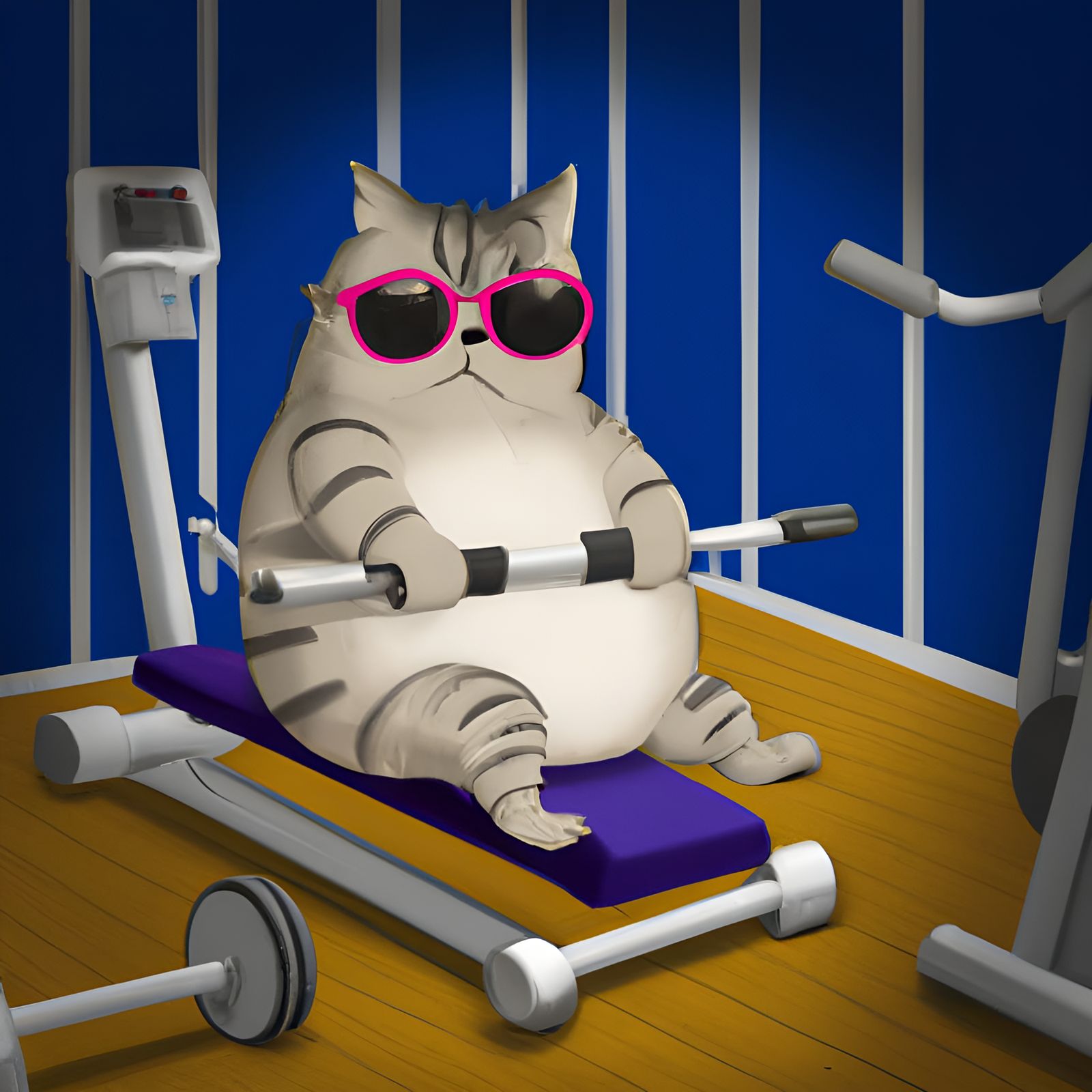 Bored Cat Works Out at the Gym