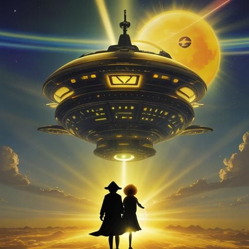 UFO Abduction: Cats and Golden Ray of Light