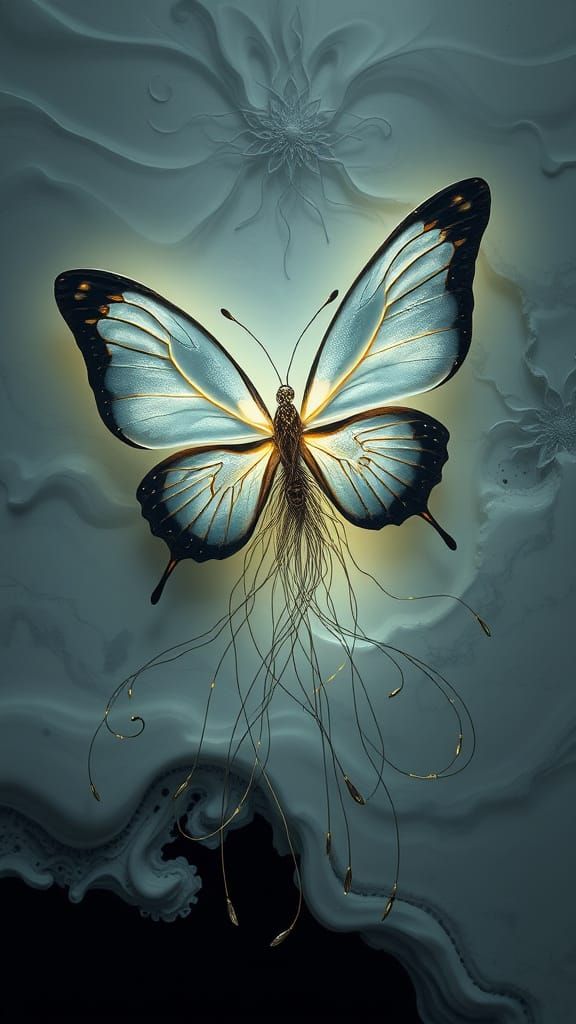 Surreal, Biomechanical Butterfly in Celestial, Ethereal Land...