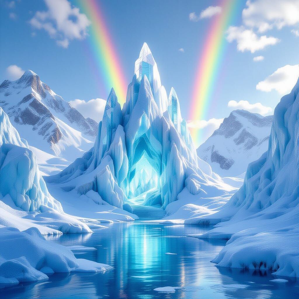 Crystalline Ice Cathedral in Arctic Sunlight