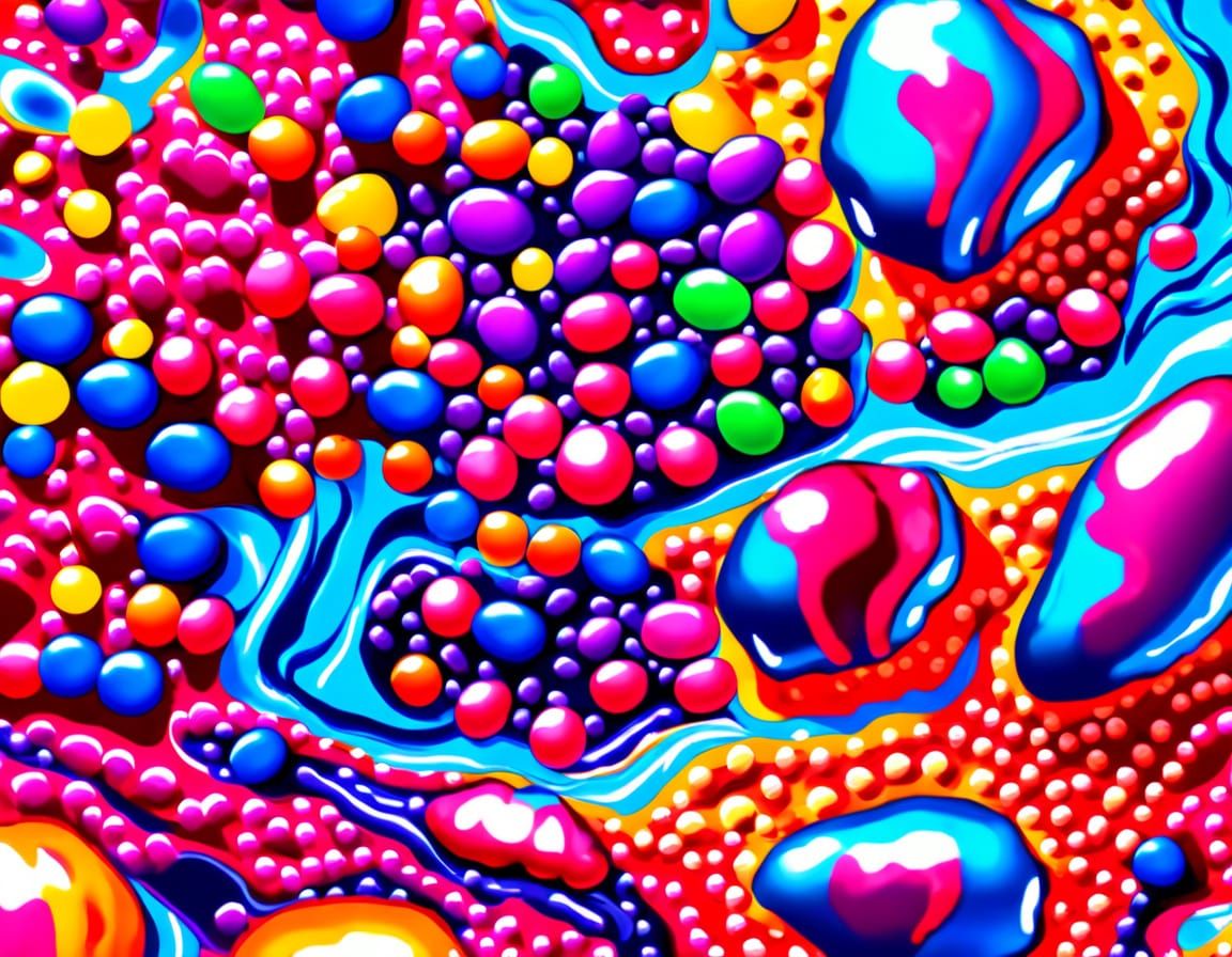 Human Cell Close-Up in Candy Art Style