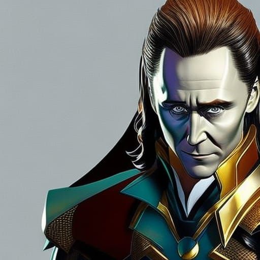Hyperrealistic Loki Portrait with Dramatic Lighting