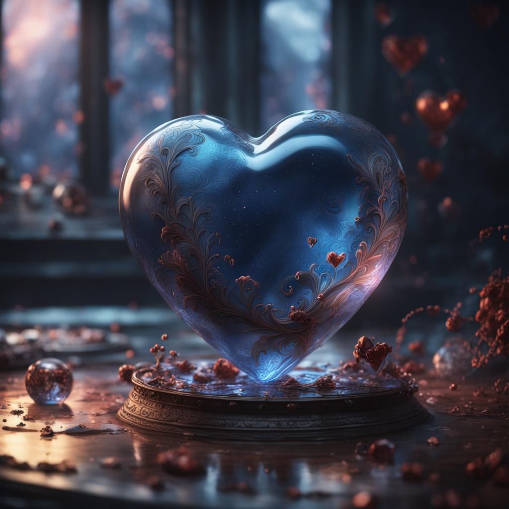 Glass Heart Filled with Sorrow: Fantasy Concept Art
