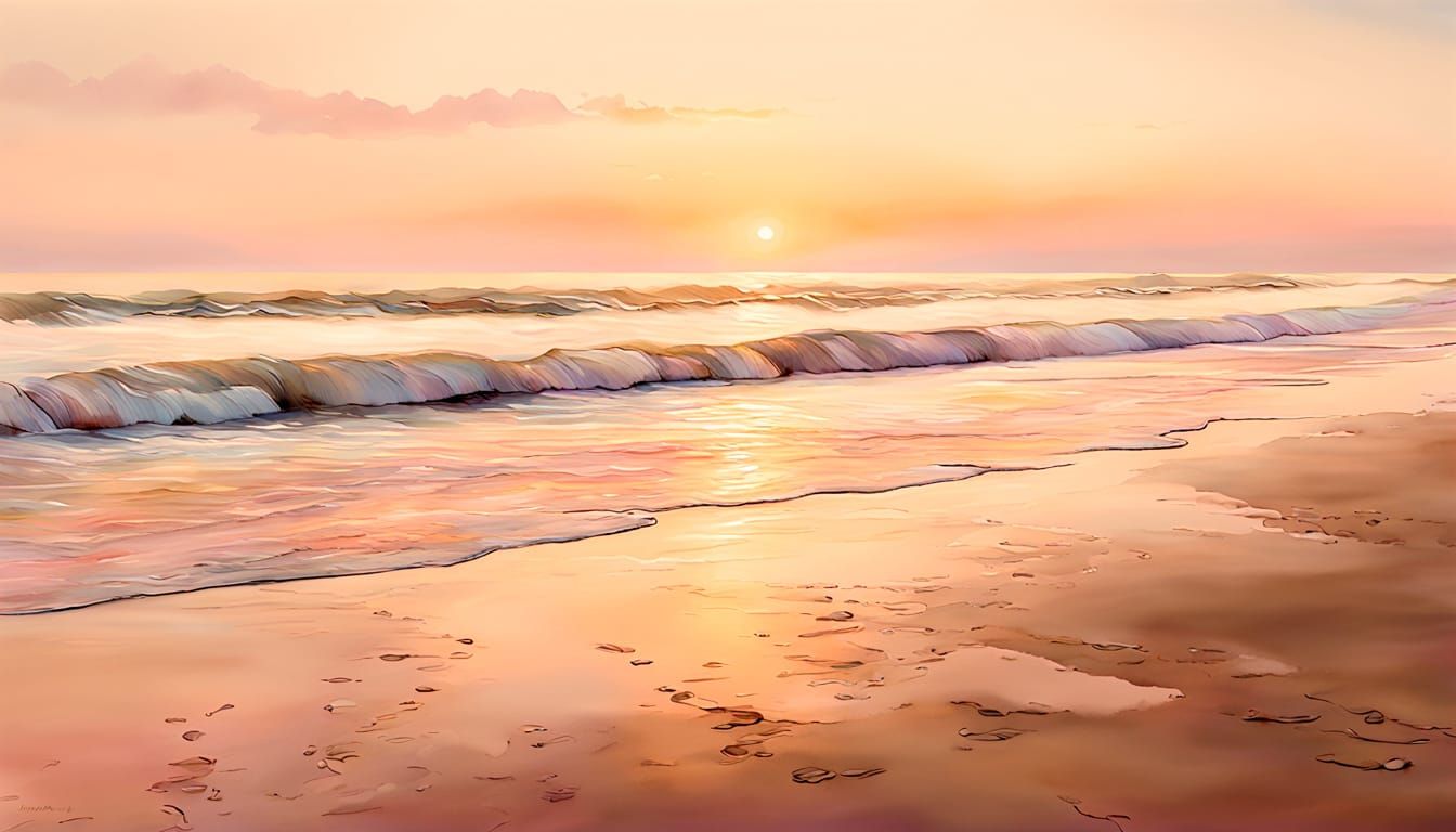 Australian Beach Sunset in Alcohol Ink Style