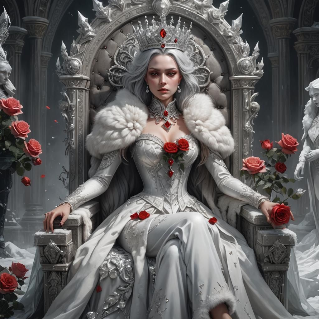 Gothic Queen with Crystal Throne, Digital Art
