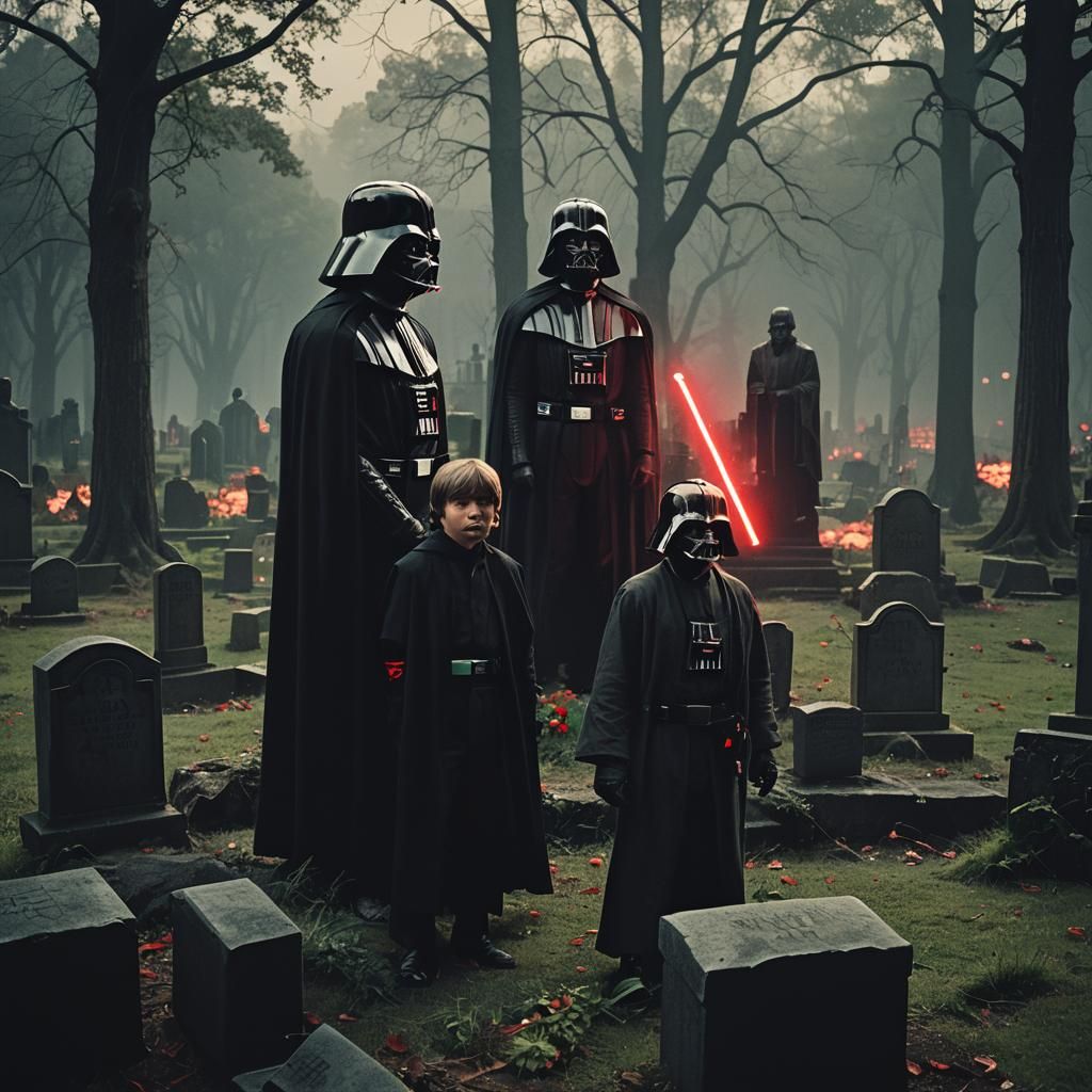 Darth Vader and Luke Skywalker in Graveyard
