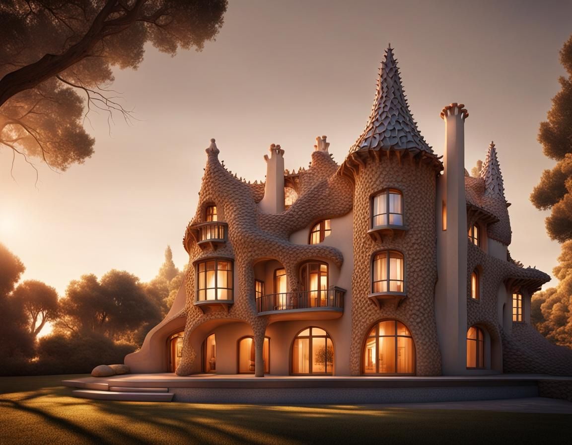 Gaudi-Inspired Country House at Magic Hour