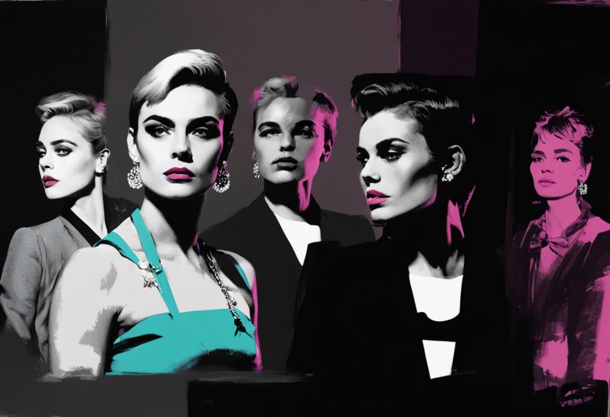 Vibrant Pop Art Portrait of Edie Sedgwick in Neon Hues