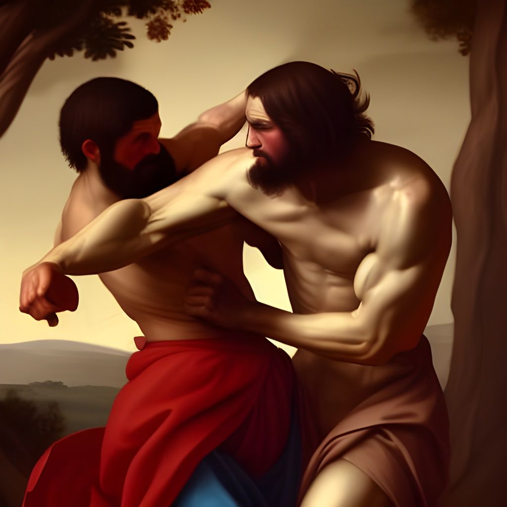 Renaissance Painting of Cain Fighting Abel
