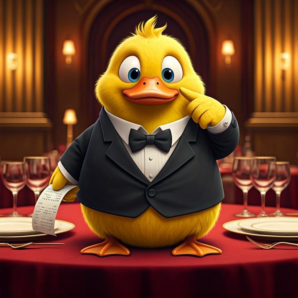 Duck in Tuxedo at High-End Restaurant