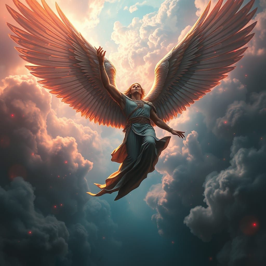 Majestic Archangel Gabriel Descends in Splendid Matte Painti...