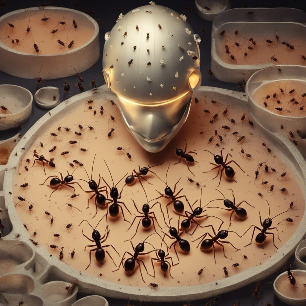 Man Surrounded by Tiny Ants