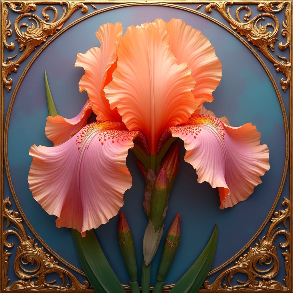 Stylized Iris in Opulent Luxury
