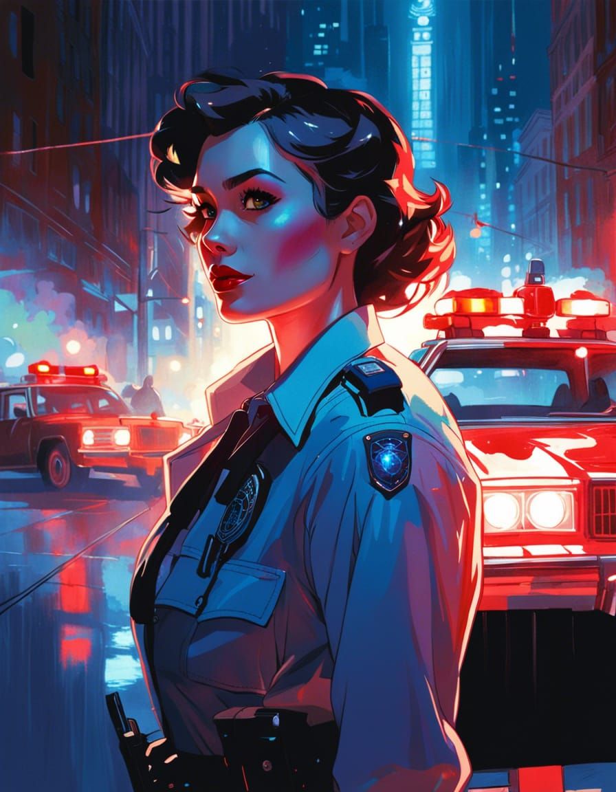 Detective in Noir City Street, Digital Illustration