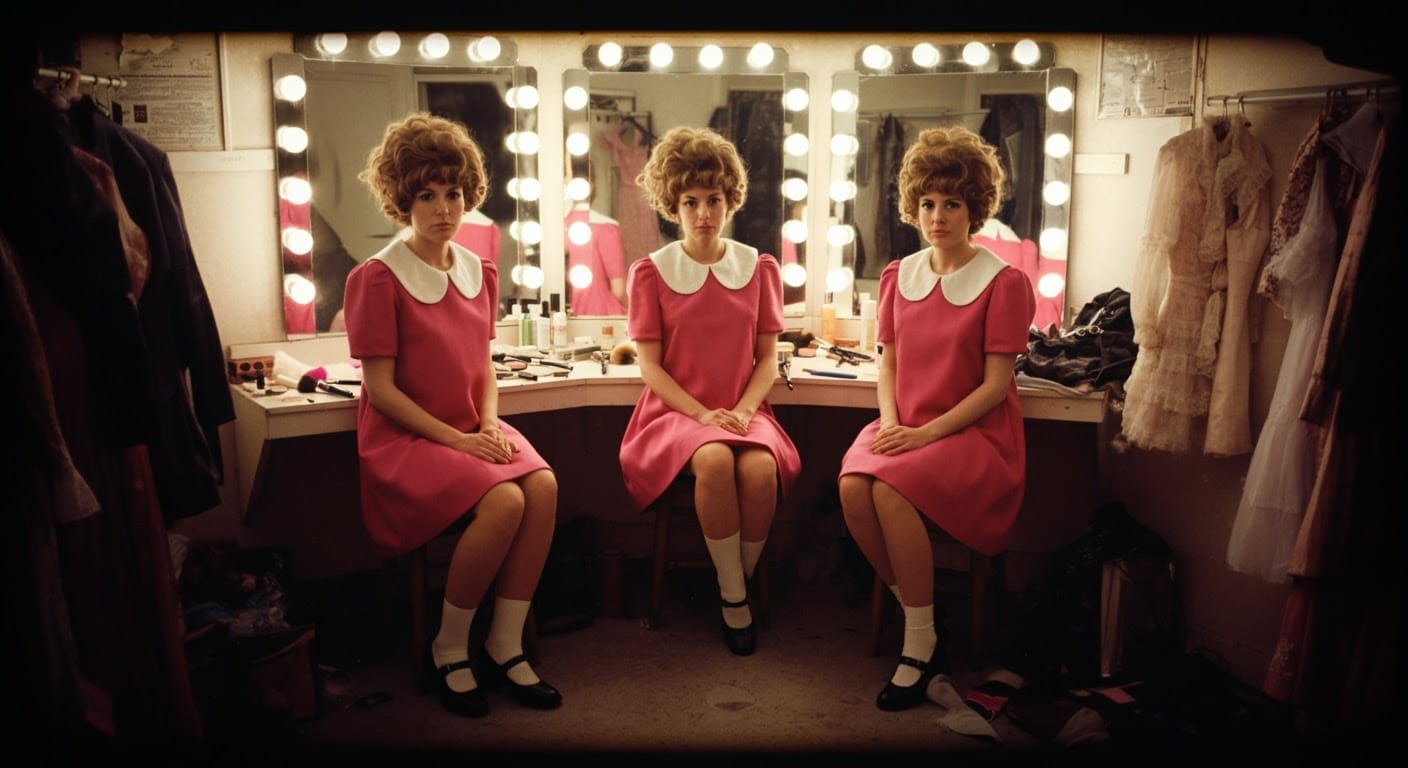 Vintage Rock Star Dressing Room, 1960s Style Film Still