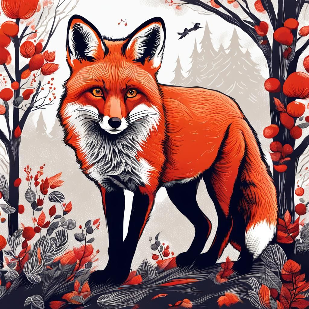 Red Fox Illustration: A Vibrant Depiction