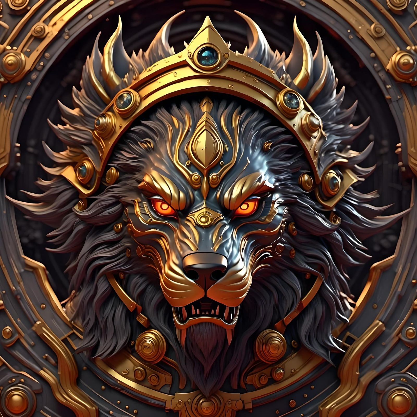 A Majestic Golden Wolfkin Wall