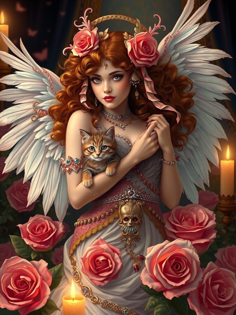 Ethereal Valentine Angel in Dreamlike Splendor