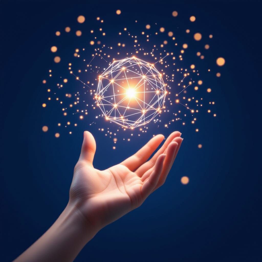 Human Hand Releases Digital Light Sphere