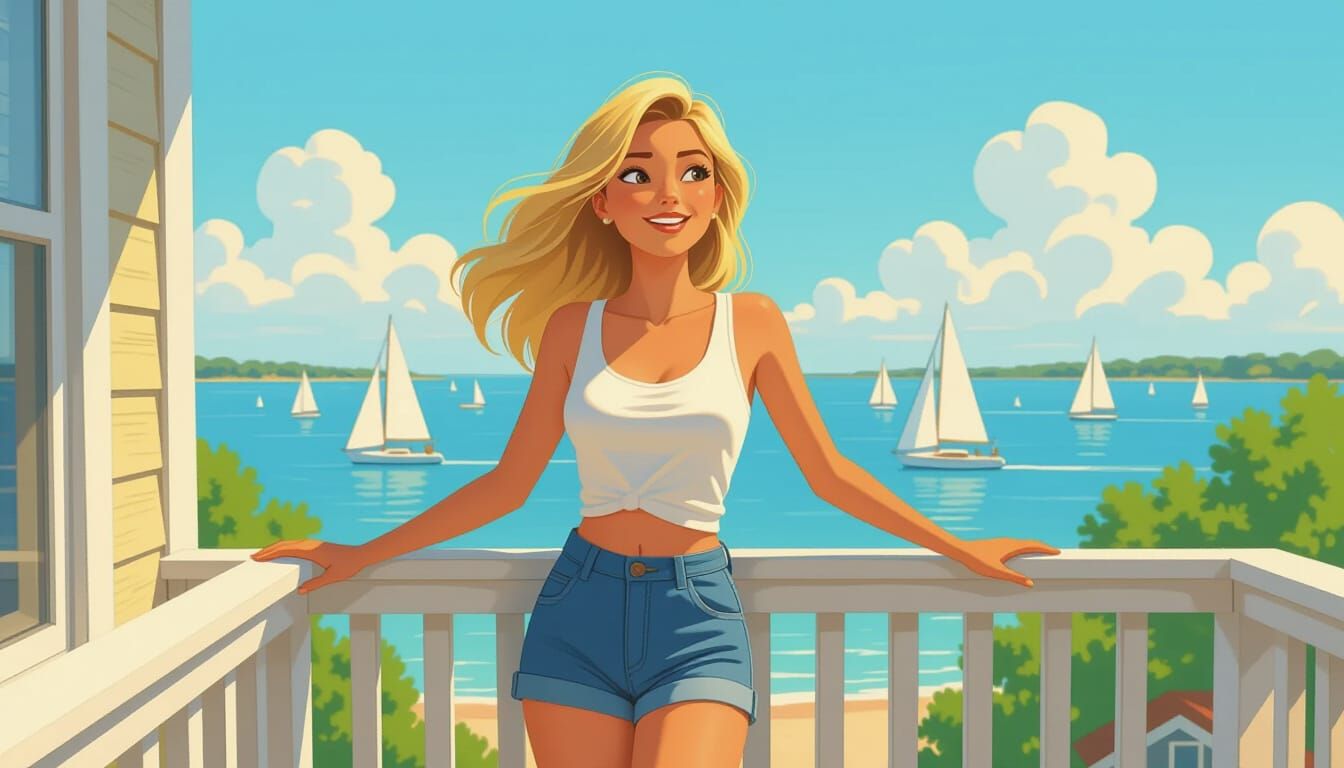 Woman Falls from Balcony, Pixar-Style Animation