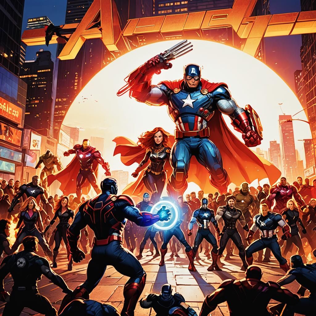 The Avengers in Comic Book Style