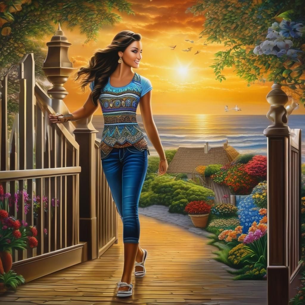 Airbrush Art of a Gorgeous Woman Repairing a House