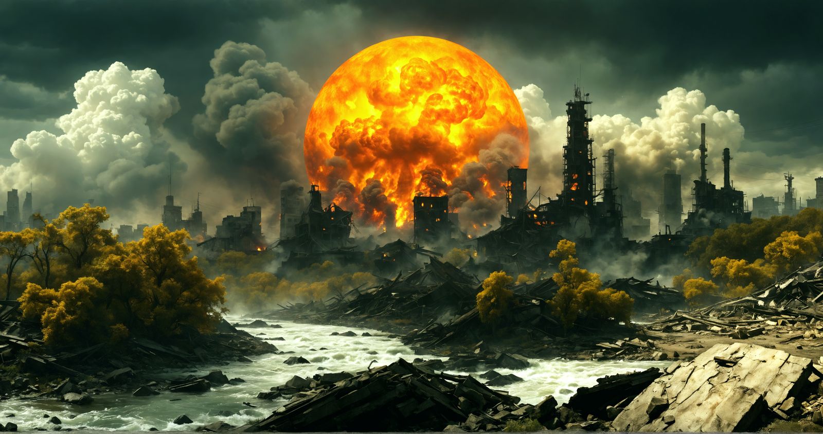 Post-Apocalyptic Firestorm Landscape Concept Art