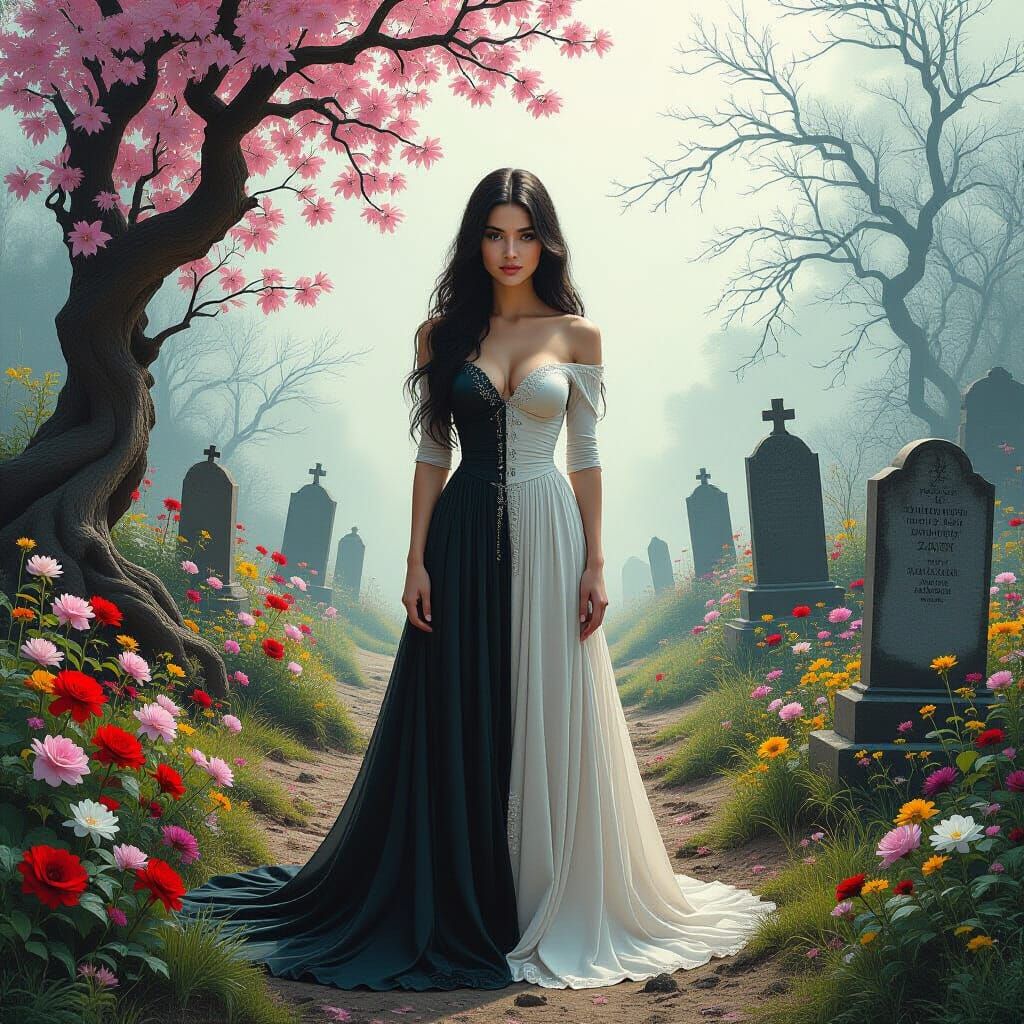 Surreal Woman Between Life and Death
