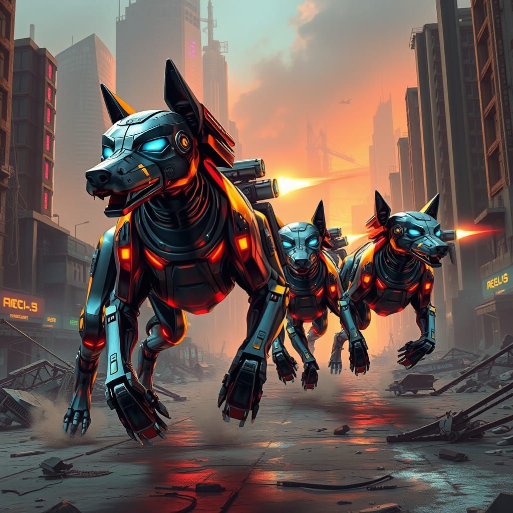 Futuristic Robot Dogs Engage in High-Stakes Action War Games...