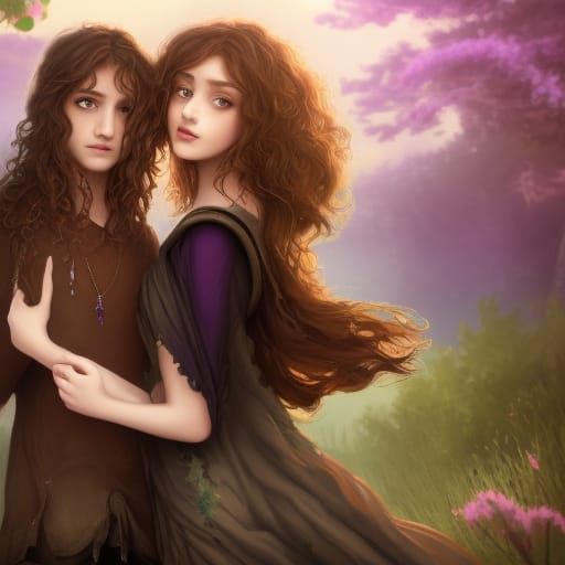 Teenage Couple Kissing: Detailed Fantasy Concept Art