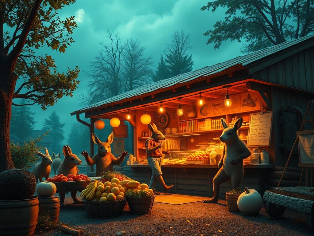 Anthropomorphic Animals Running Fantasy Farmstand