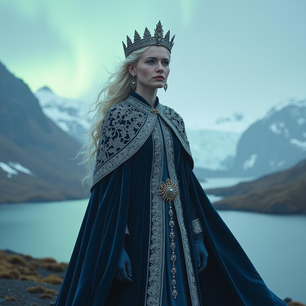 Queen of Iceland in a Dramatic Landscape