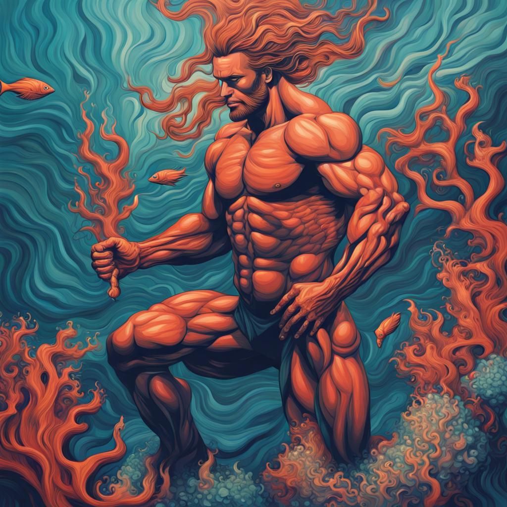 Abstract Muscle Men Under the Sea