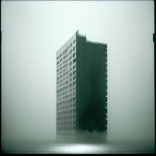 Lonely Building in Mist