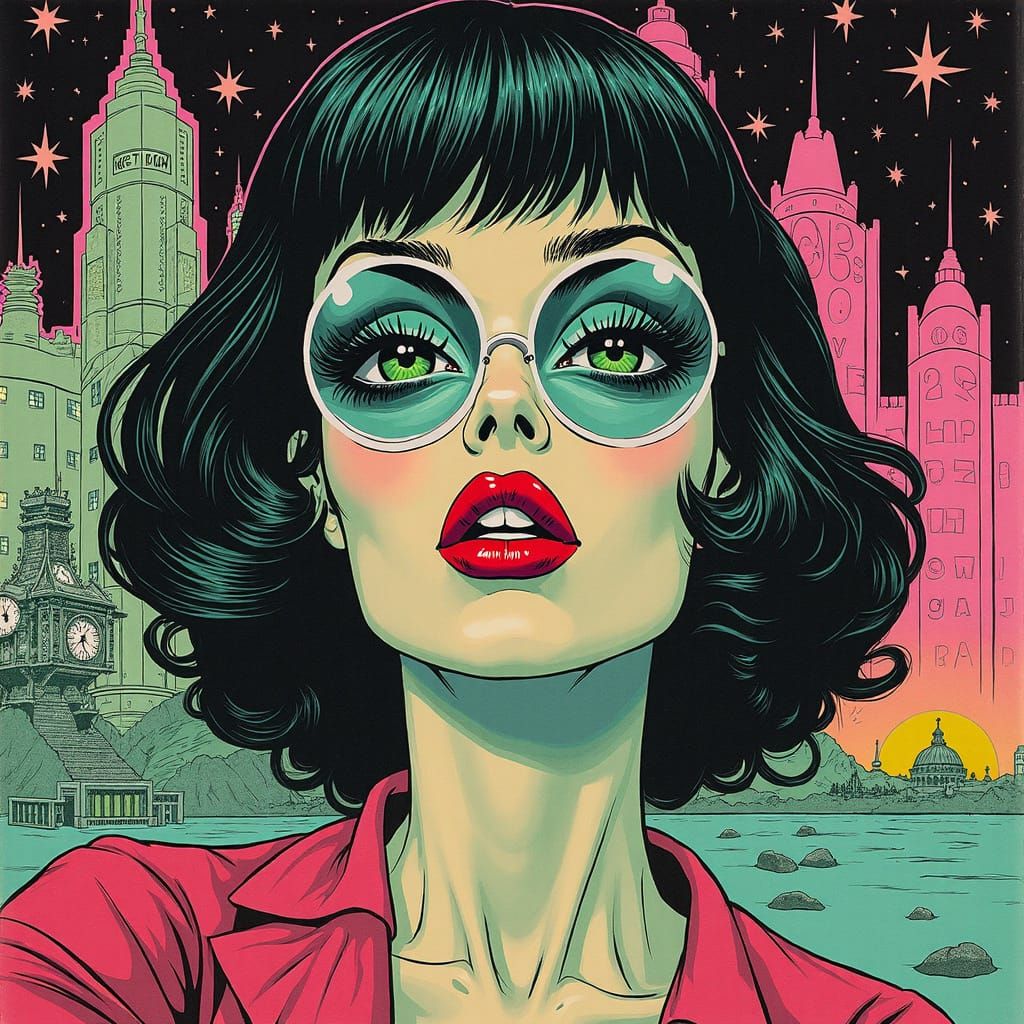 Vibrant 1960s Sci-Fi Pulp Comic Book Art