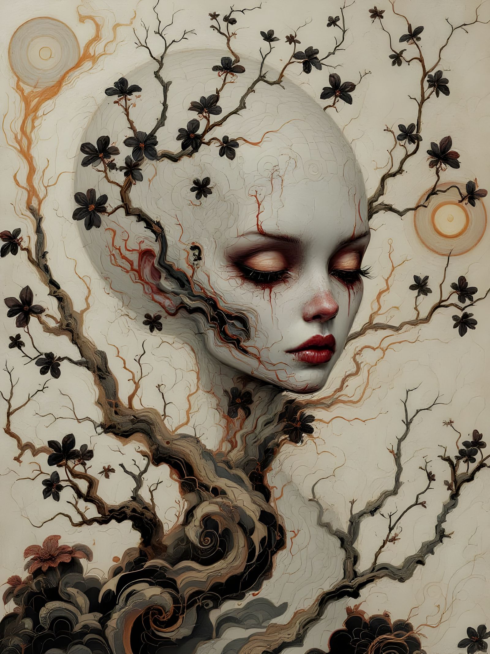 Intense Portrait in Cloisonné Style