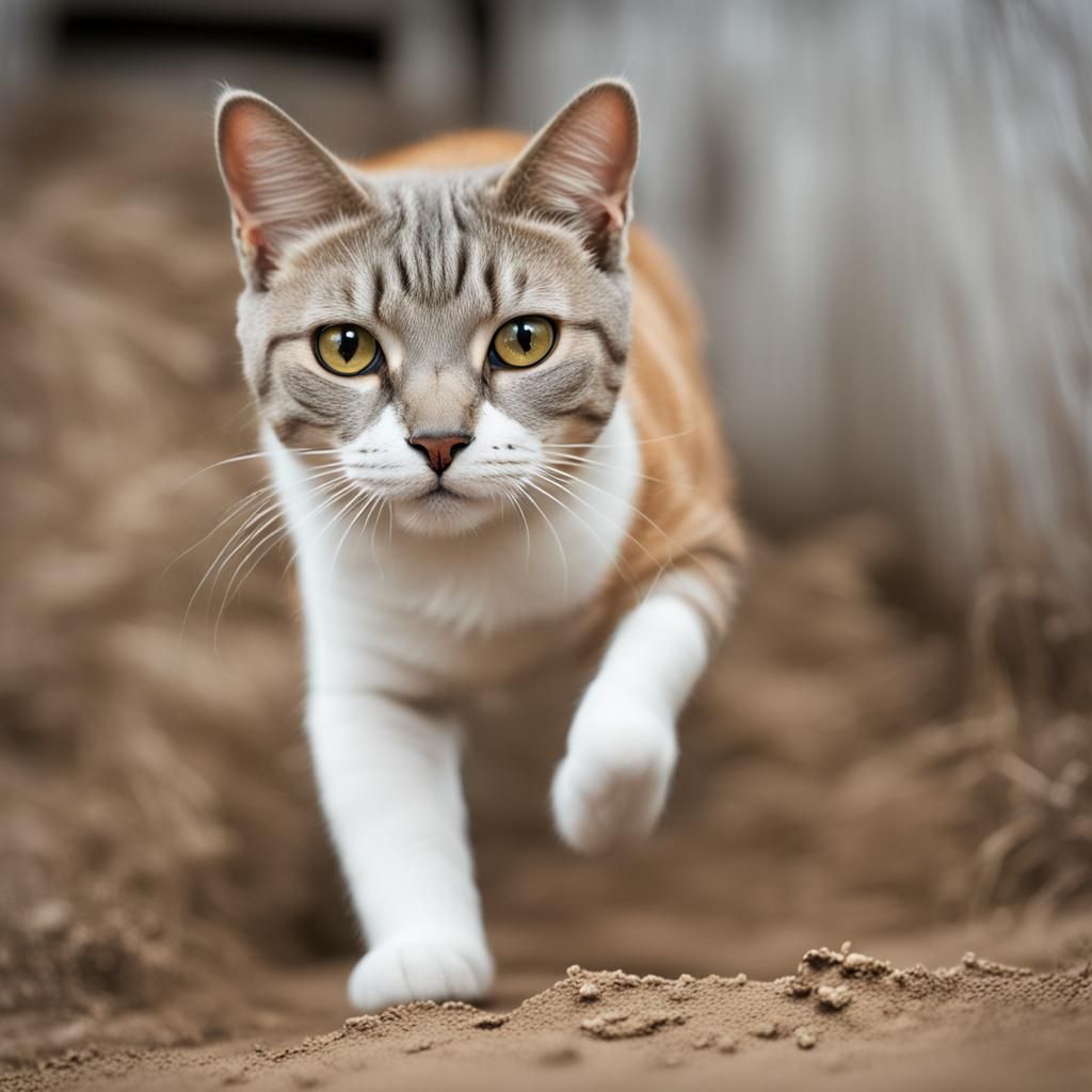 American Shorthair Cat Digging to India